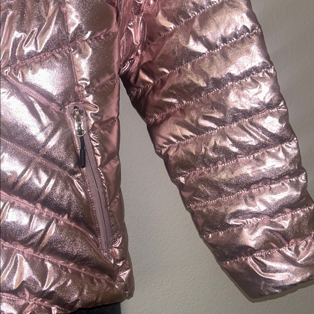 Metallic Pink Puffer Jacket - Picture 6 of 11